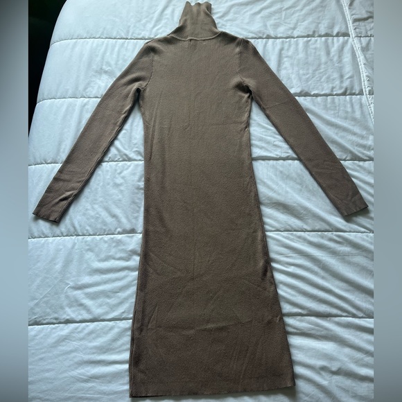 Turtleneck Ribbed Long Sleeve Knit Sweater Dress - Picture 3 of 4